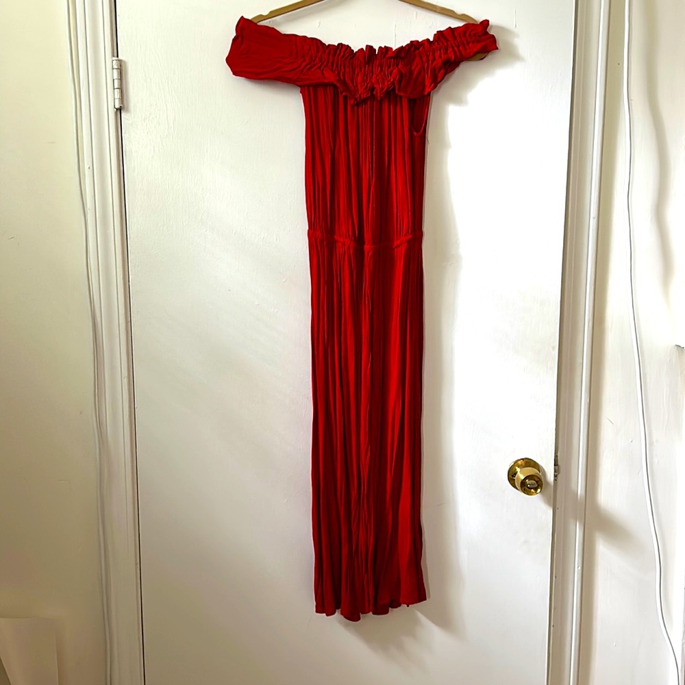 Who What Wear for Target Red Off-Shoulder Midi Dress